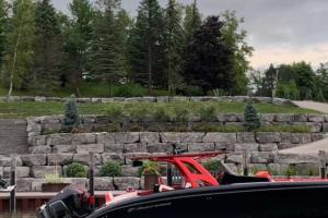 Retaining wall along a road.