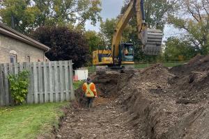 Retaining wall construction.