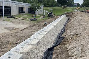 Retaining wall construction.